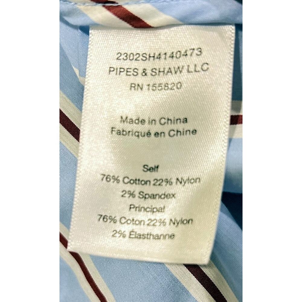 Veronica Beard Ozzie Blue Brick Striped V-Neck Long Sleeve Blouse Large Size 10 - Picture 8 of 9